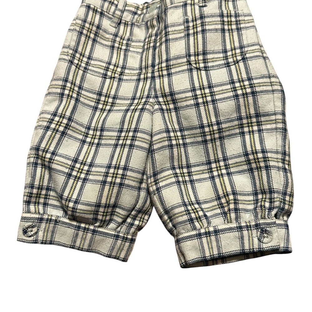 Janie and Jack Plaid Knicker Shorts - White and Blue